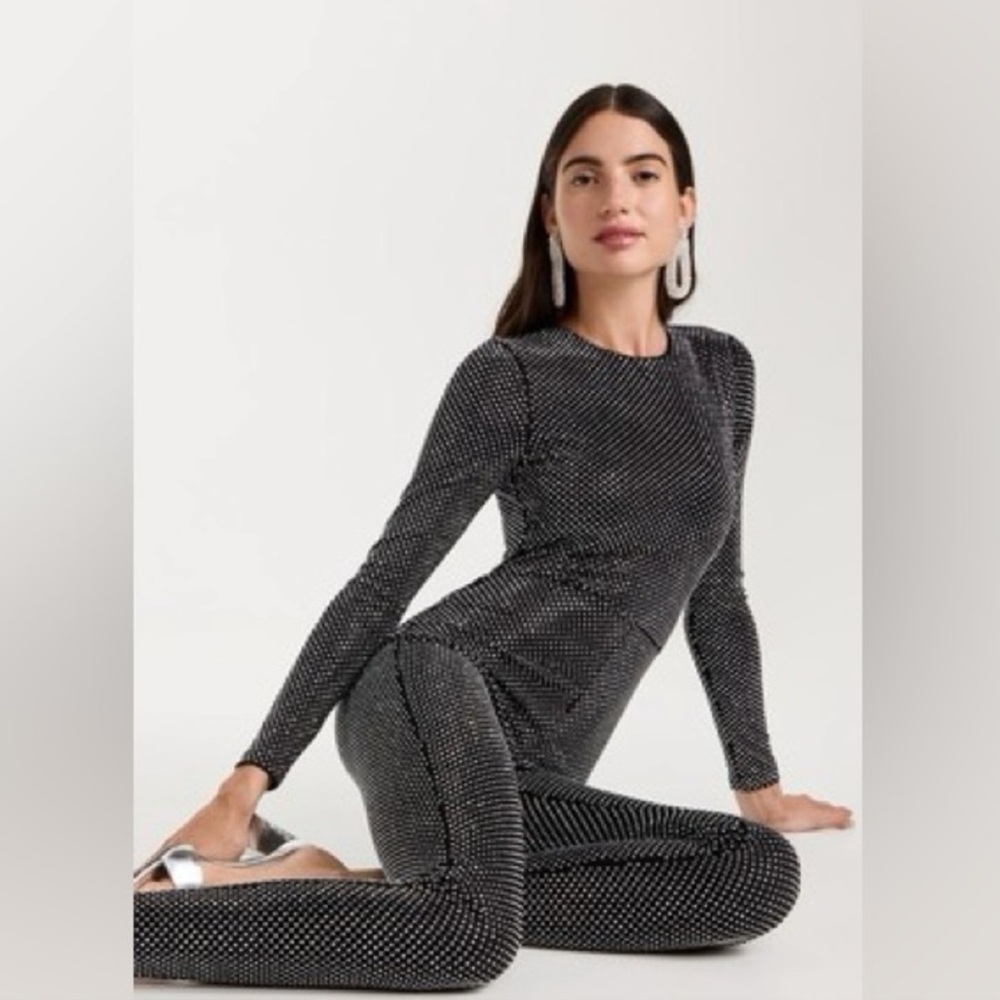 Alice and Olivia Freddie Beaded Long Sleeve Catsuit, SIZE 8 US
